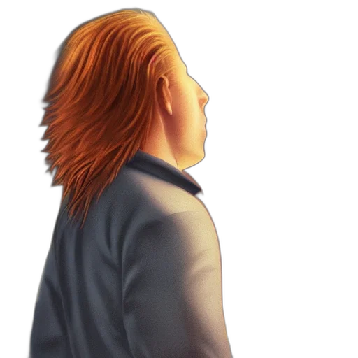 hair, face, jacket, staff, photorealistic, 3d render, concept art, pixel art transparent PNG cut-out