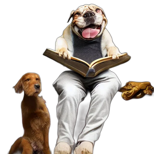photorealistic, dog, pants, smoking transparent PNG cut-out