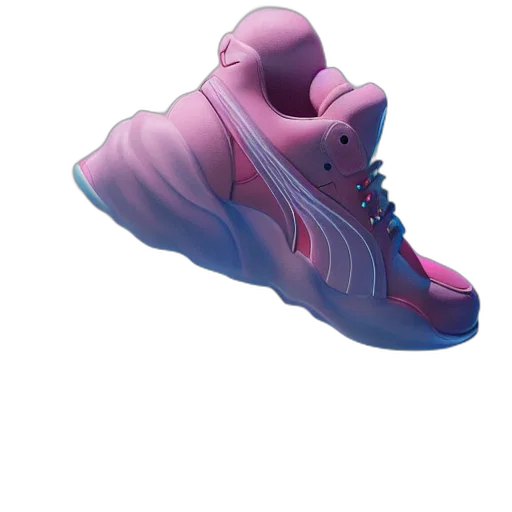 shoes, vaporwave, 3d render, concept art, photorealistic, pastel, neon, puma transparent PNG cut-out