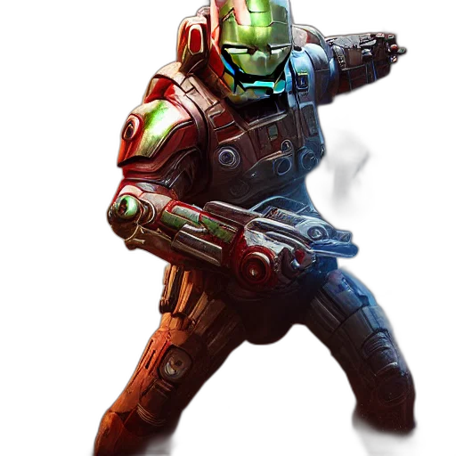 robot, weapon, concept art, 3d render transparent PNG cut-out