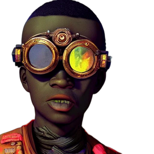 face, robot, mask, staff, concept art, comic book art, cyberpunk, 3d render transparent PNG cut-out