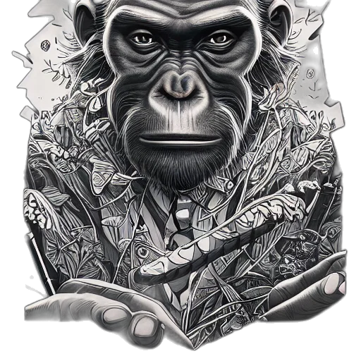 animal, face, jewelry, comic book art, photorealistic, concept art, pencil sketch, junkie transparent PNG cut-out