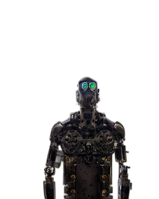 robot, animal, cyberpunk, concept art, 3d render, comic book art, half, masked transparent PNG cut-out