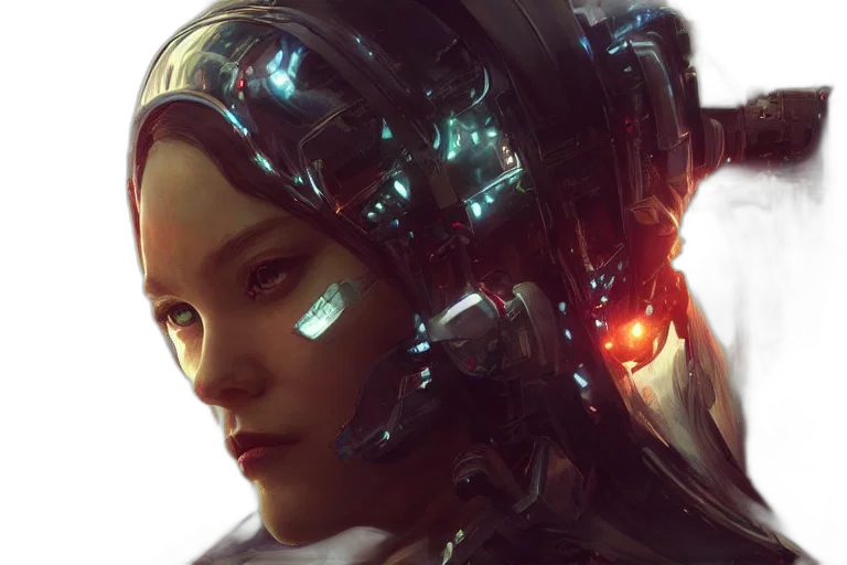robot, face, cyberpunk, concept art transparent PNG cut-out