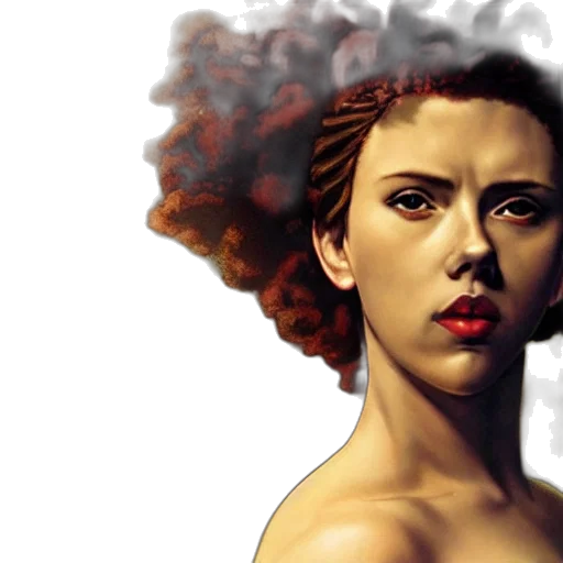 hair, face, photorealistic, comic book art, concept art, fantasy art, fire, red transparent PNG cut-out