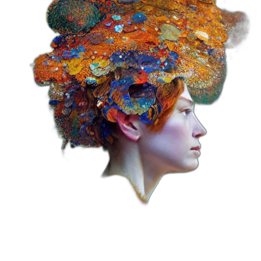 hat, crown, face, mask, photorealistic, oil painting, concept art, fantasy art transparent PNG cut-out