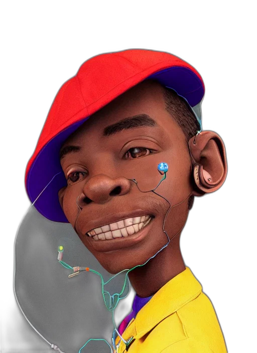 face, hat, jacket, umbrella, cartoon, concept art, photorealistic, 3d render transparent PNG cut-out