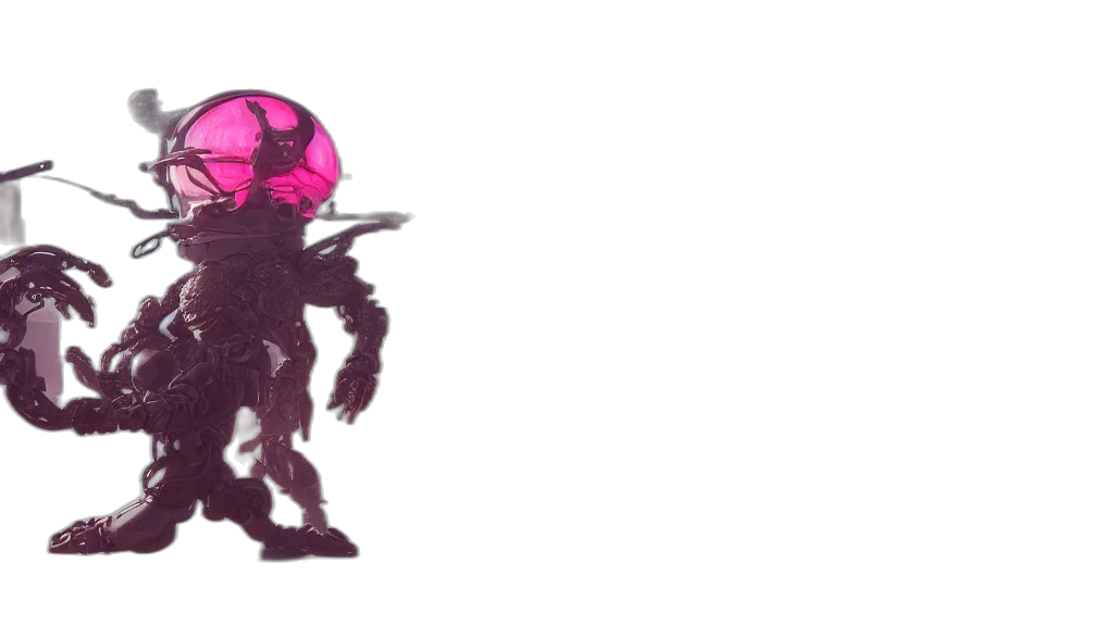 robot, creature, mask, animal, concept art, pixel art, 3d render, vaporwave transparent PNG cut-out