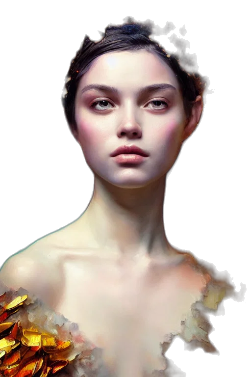 face, crown, jewelry, dress, fantasy art, photorealistic, concept art, oil painting transparent PNG cut-out