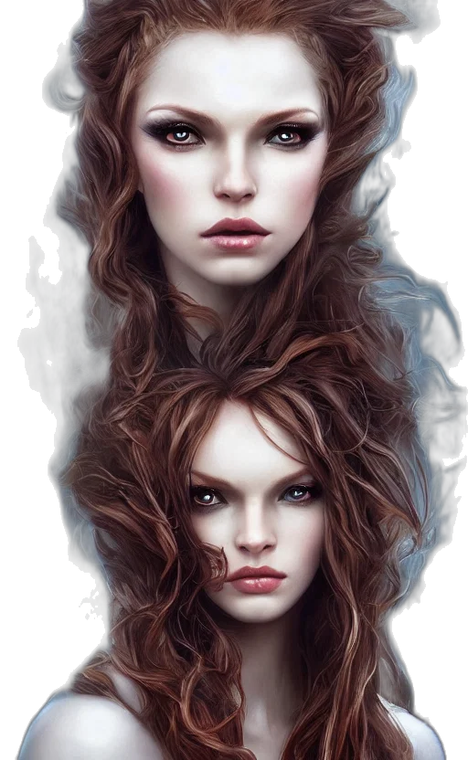 hair, face, photorealistic, fantasy art, concept art, oil painting, dark, earth tones transparent PNG cut-out
