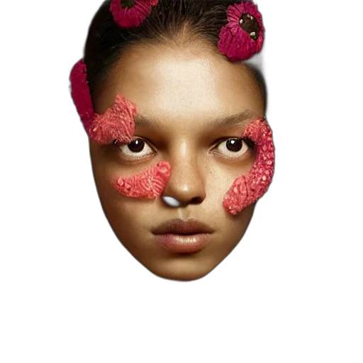 mask, face, flower, jewelry, photorealistic, 3d render, concept art, fantasy art transparent PNG cut-out