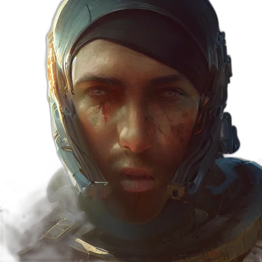 face, mask, robot, weapon, concept art, photorealistic, cyberpunk, fantasy art transparent PNG cut-out