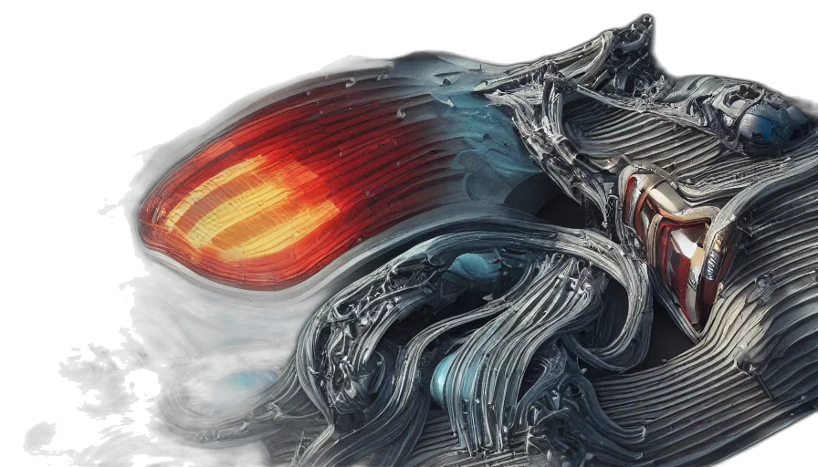 hair, robot, creature, concept art, comic book art, fantasy art, photorealistic, outer space transparent PNG cut-out