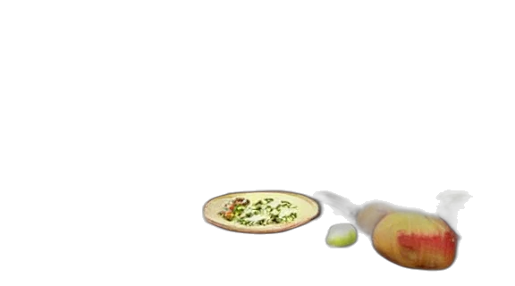 food, 3d render, photorealistic, pixel art, concept art, green, earth tones, scene transparent PNG cut-out
