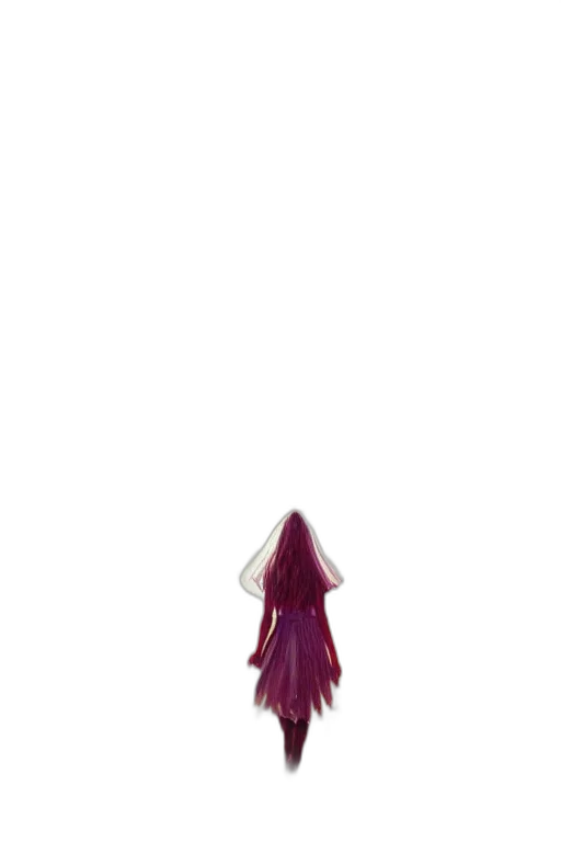dress, hair, staff, creature transparent PNG cut-out