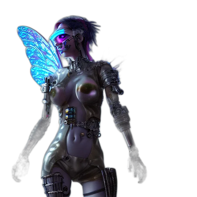 robot, mask, concept art, cyberpunk, fantasy art, 3d render, outer space, dark transparent PNG cut-out