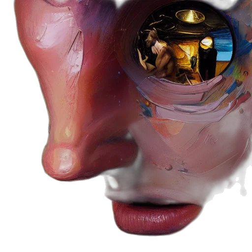 mask, face, robot, photorealistic, concept art, oil painting, 3d render, outer space transparent PNG cut-out