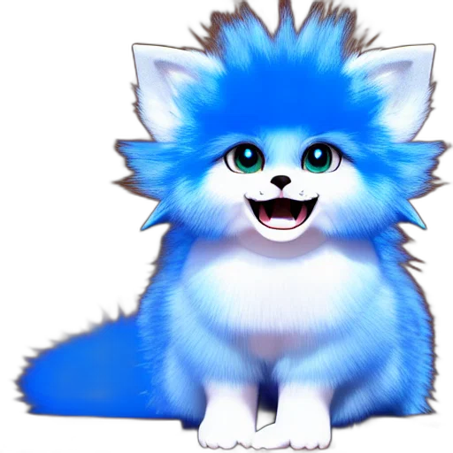 staff, animal, creature, concept art, 3d render, pixel art, cartoon, blue transparent PNG cut-out