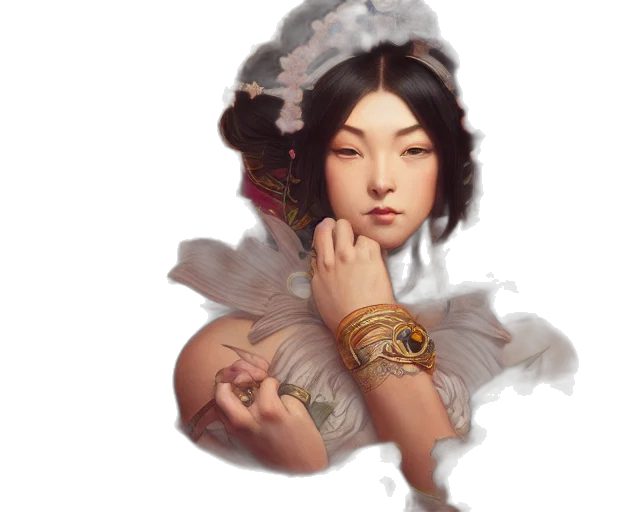 jewelry, face, weapon, staff, fantasy art, concept art, photorealistic, oil painting transparent PNG cut-out