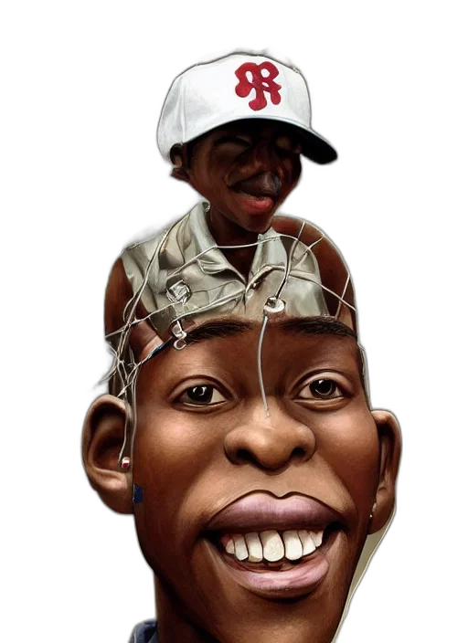 face, mask, hat, photorealistic, 3d render, cartoon, concept art, caricature transparent PNG cut-out