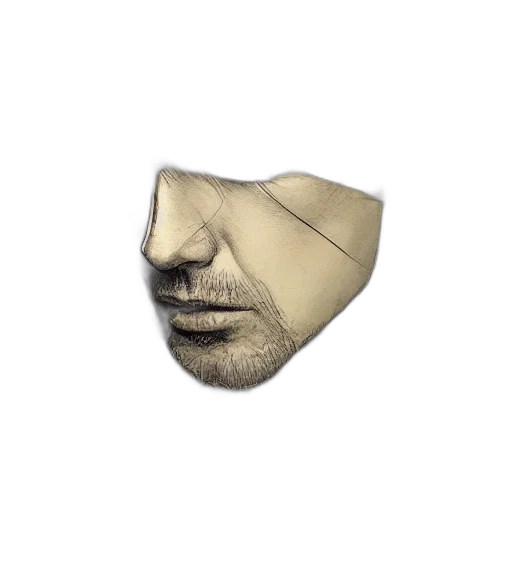mask, face, hat, crown, photorealistic, 3d render, concept art, vaporwave transparent PNG cut-out