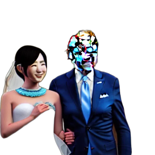 mask, face, robot, dress, pixel art, vaporwave, concept art, 3d render transparent PNG cut-out