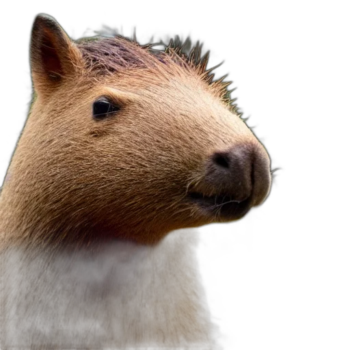 animal, hair, creature, staff, photorealistic, 3d render, concept art, capybara transparent PNG cut-out