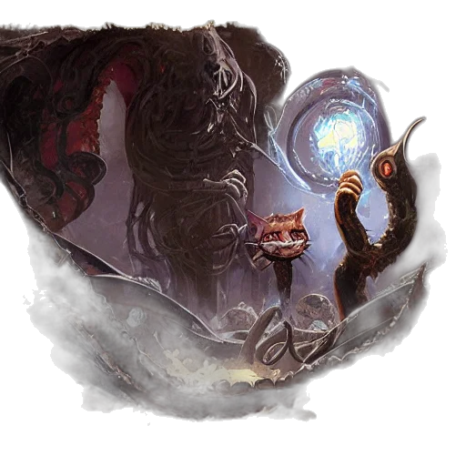 dragon, creature, mask, concept art, fantasy art, pixel art, comic book art, fog transparent PNG cut-out