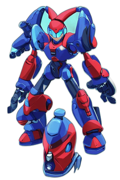 robot, weapon, concept art, 3d render, anime, watercolor, blue, red transparent PNG cut-out