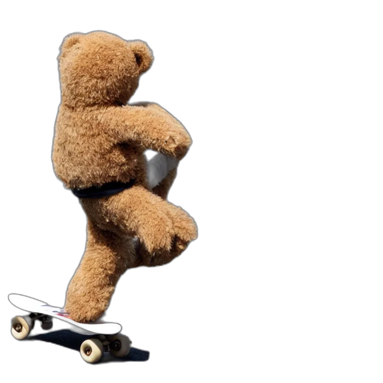 photograph, teddy, bear, skateboarding transparent PNG cut-out