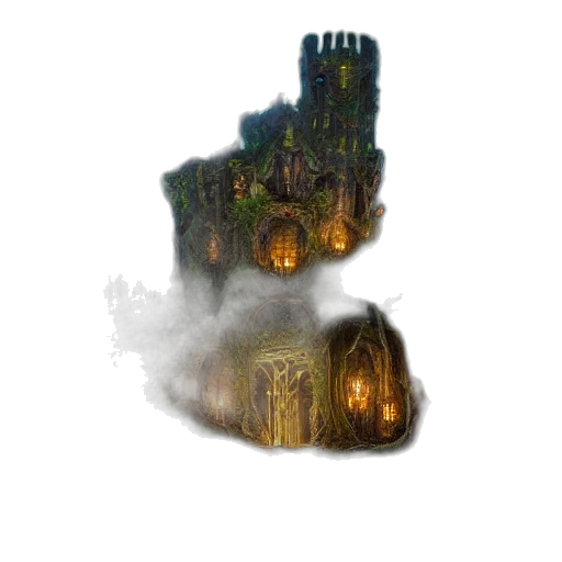 building, crown, dragon, weapon, concept art, fantasy art, 3d render, pixel art transparent PNG cut-out