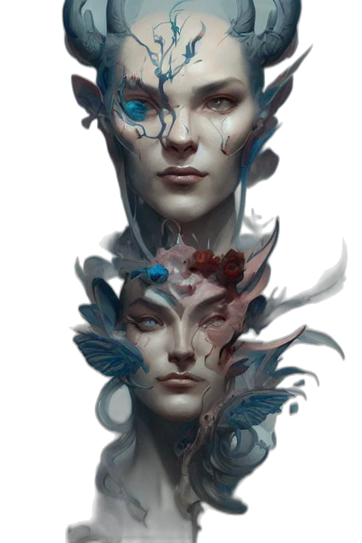face, mask, crown, fantasy art transparent PNG cut-out