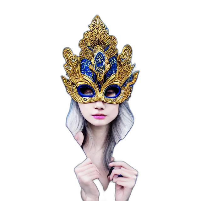 mask, crown, jewelry, fantasy art, photorealistic, 3d render, concept art, beautiful transparent PNG cut-out