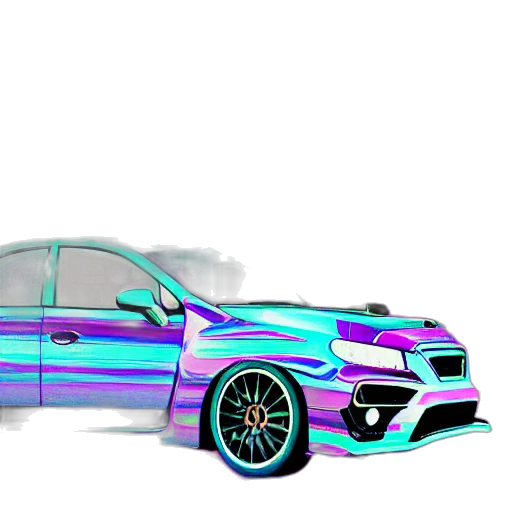 car, weapon, vaporwave, 3d render transparent PNG cut-out