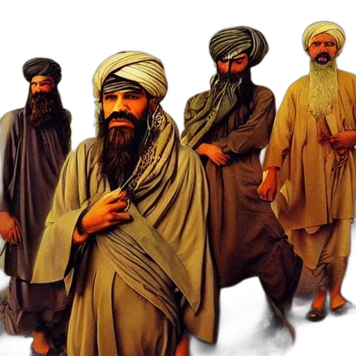 mask, staff, weapon, concept art, oil painting, photorealistic, taliban, salvador transparent PNG cut-out