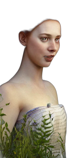 face, staff, jewelry, dress, photorealistic, 3d render, fantasy art, concept art transparent PNG cut-out