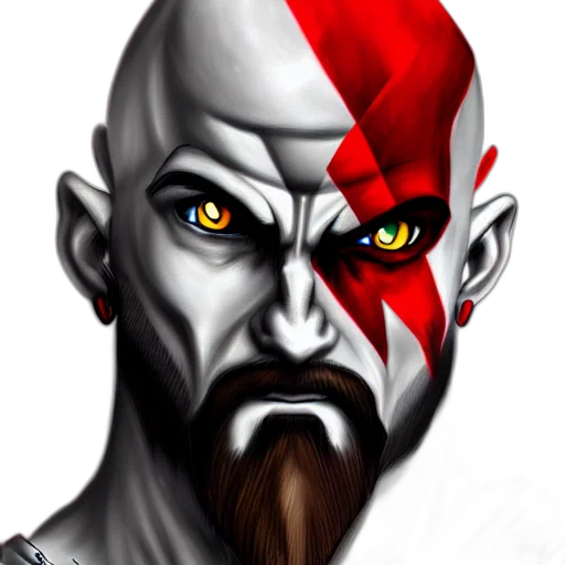 face, fantasy art, concept art, comic book art, photorealistic, portrait, kratos, anime transparent PNG cut-out