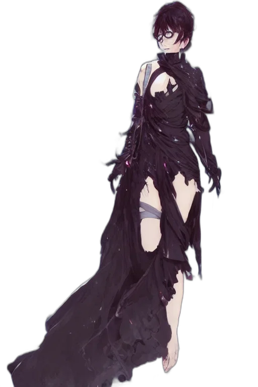 dress, staff, weapon, concept art, fantasy art, anime, pixel art, dark transparent PNG cut-out