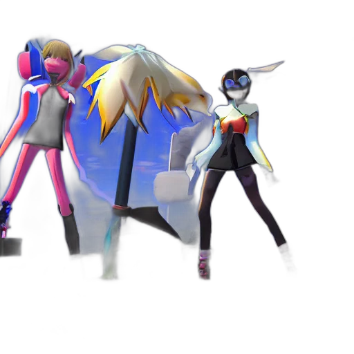 concept art, 3d render, pixel art, fantasy art, colorful, neon, vrchat, screenshot transparent PNG cut-out