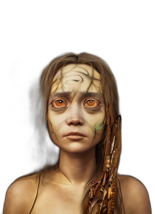 face, mask, jewelry, creature, fantasy art, concept art, photorealistic, oil painting transparent PNG cut-out