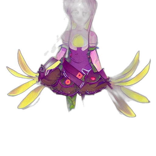 flower, dress, staff, creature, concept art, pixel art, 3d render, fantasy art transparent PNG cut-out