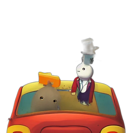 car, food, staff, hat transparent PNG cut-out