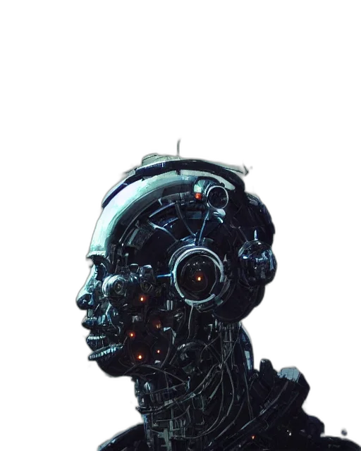 robot, face, mask, jacket, cyberpunk, concept art, 3d render, pixel art transparent PNG cut-out