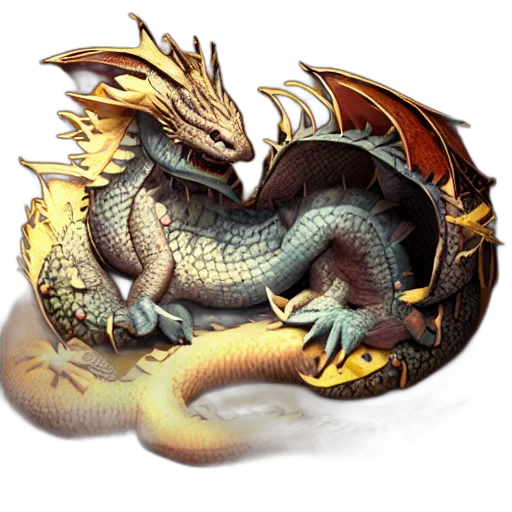 dragon, staff, creature, animal, fantasy art, concept art, pixel art, photorealistic transparent PNG cut-out