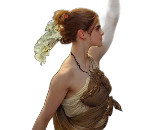 dress, staff, jewelry, face, fantasy art, concept art, photorealistic, oil painting transparent PNG cut-out