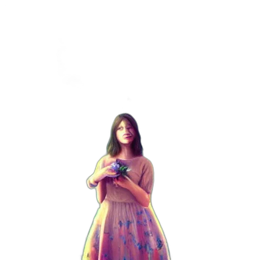 dress, flower, 3d render, vaporwave transparent PNG cut-out