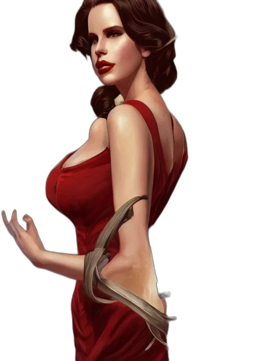dress, staff, crown, fantasy art transparent PNG cut-out