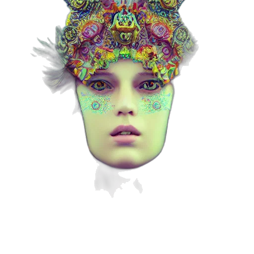 mask, face, crown, hat, fantasy art, photorealistic, 3d render, concept art transparent PNG cut-out
