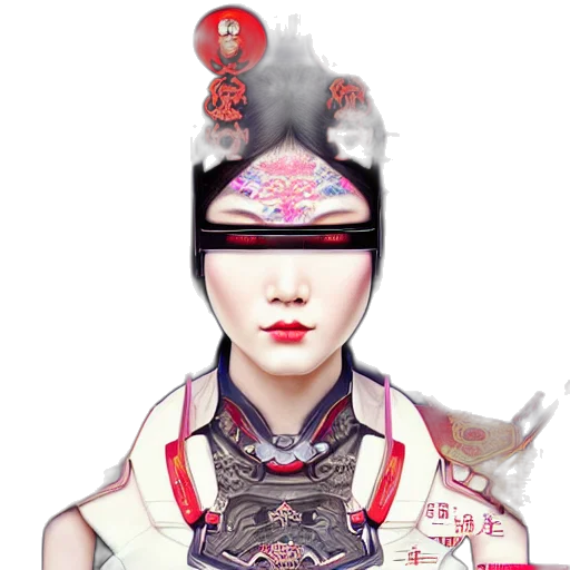 mask, face, staff, hat, photorealistic, fantasy art, concept art, cyberpunk transparent PNG cut-out