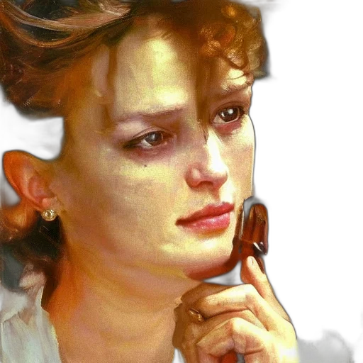 face, jewelry, photorealistic, oil painting, vaporwave, concept art, fire, outer space transparent PNG cut-out